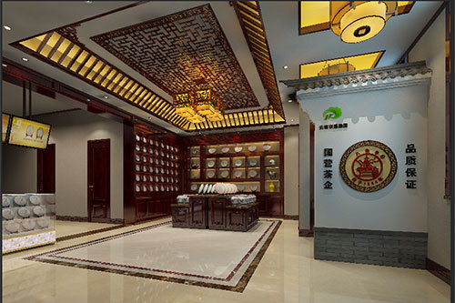 东宝古朴典雅的中式茶叶店大堂设计效果图