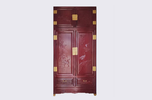 东宝高端中式家居装修深红色纯实木衣柜